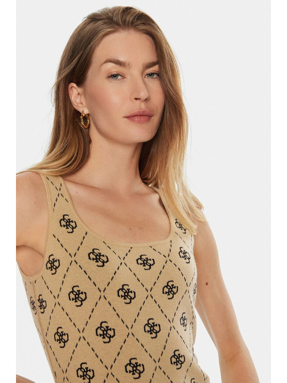 Guess Jeans Dámske béžové mini šaty z vlnenej zmesi s logom 4G Guess jeans