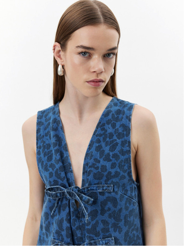 Sofie Schnoor Modré dámske rifľové vzorované šaty Sofie Schnoor