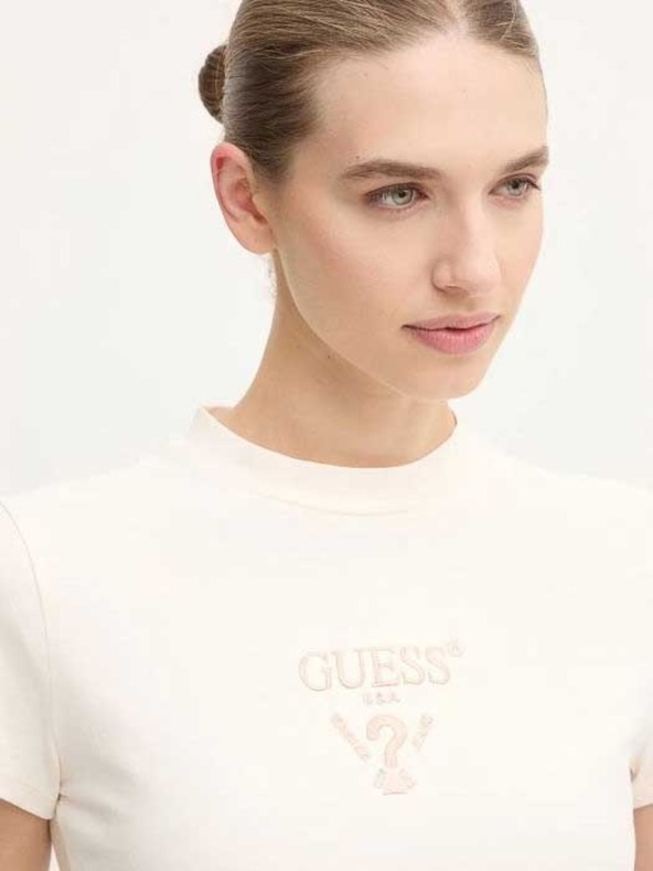 Guess Jeans Dámske biele colette crop tričko Guess jeans