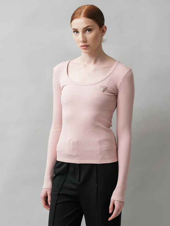 Guess Jeans Dámske ružové tričko s dlhým rukávom Guess jeans