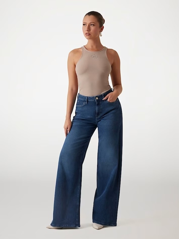 Guess Jeans Dámske svetlo hnedé tielko 4G logo Guess jeans