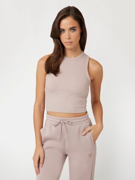 Guess Jeans Dámske ružové crop tielko z rebrovanej pleteniny Guess jeans