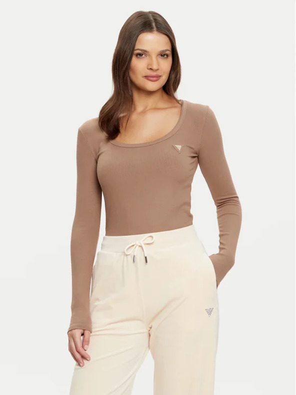 Guess Jeans Dámska hnedá blúzka Regular Fit Guess jeans
