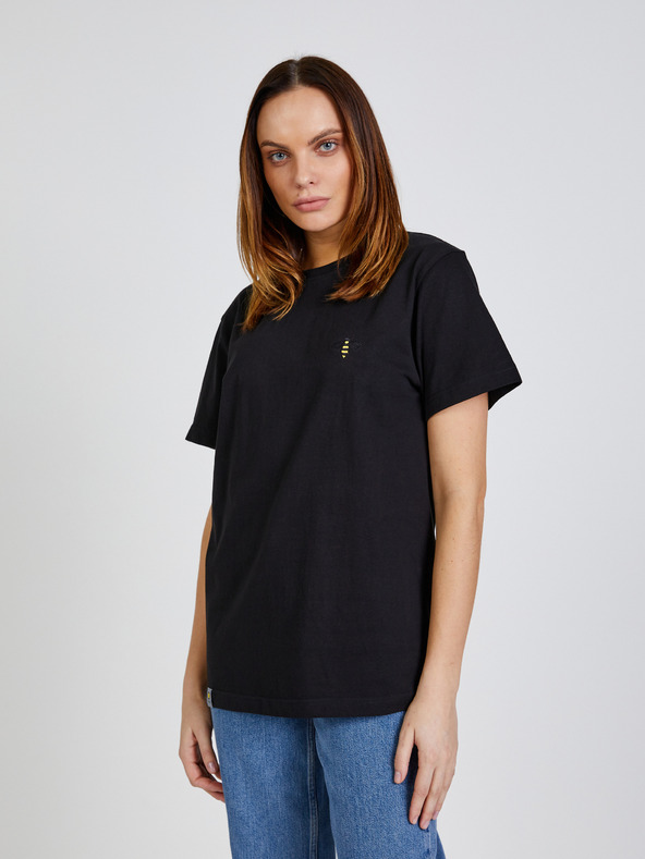 DOBRO Čierne unisex tričko s výšivkou včely GOOD. for Forsage