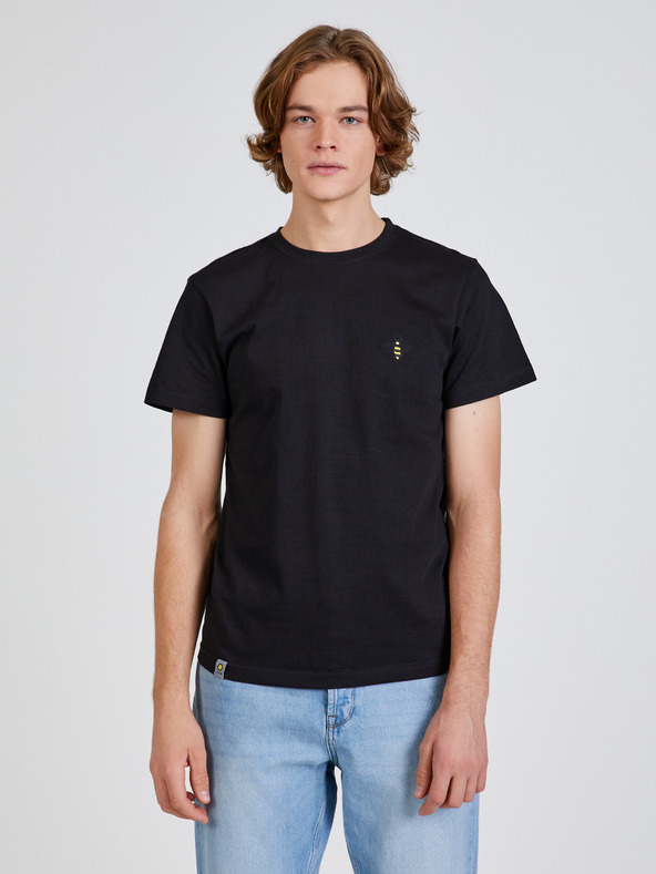 DOBRO Čierne unisex tričko s výšivkou včely GOOD. for Forsage
