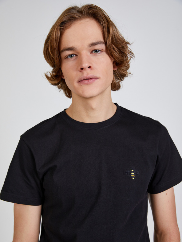 DOBRO Čierne unisex tričko s výšivkou včely GOOD. for Forsage