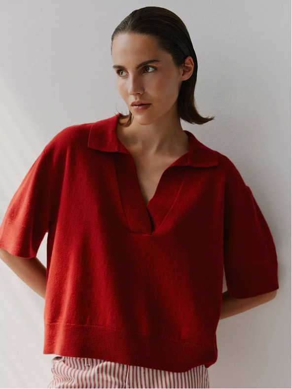 Sofie Schnoor Červené dámske svetrové vlnené tričko Sofie Schnoor