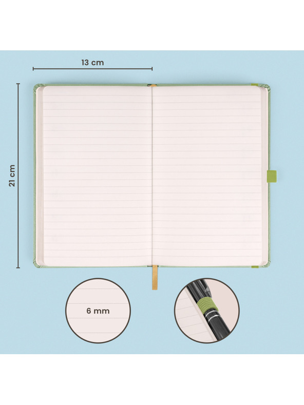 NOTIQUE NOTIQUE Notes Green, linkovaný, 13 x 21 cm