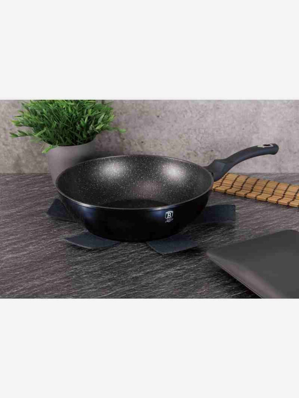 Berlingerhaus Wok panvica s mramorovým povrchom 30 cm BERLINGERHAUS Metallic Line Aquamarine Edition