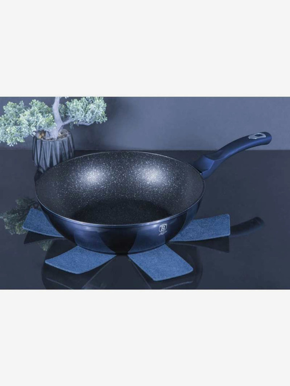 Berlingerhaus Wok panvica s mramorovým povrchom 30 cm BERLINGERHAUS Metallic Line Aquamarine Edition