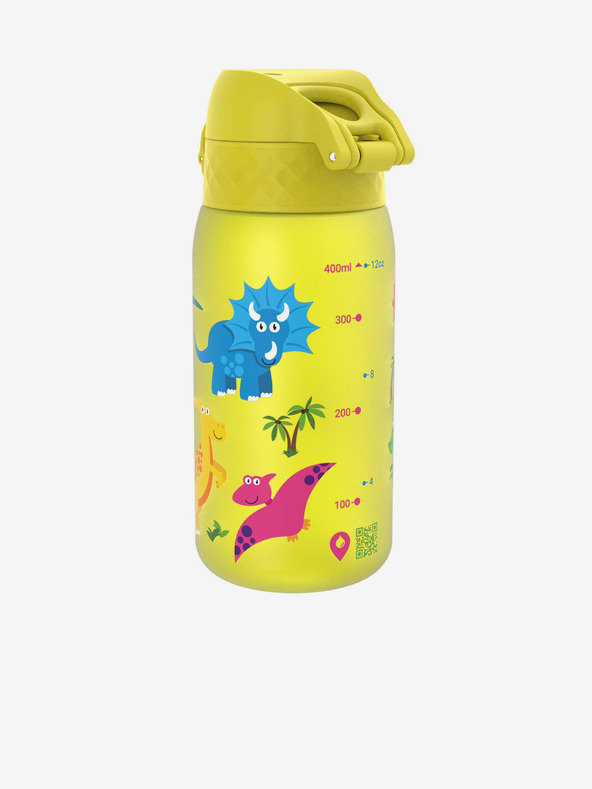 ION8 Žltá vzorovaná fľaša Ion8 Leak Proof Dinosaur (350 ml)