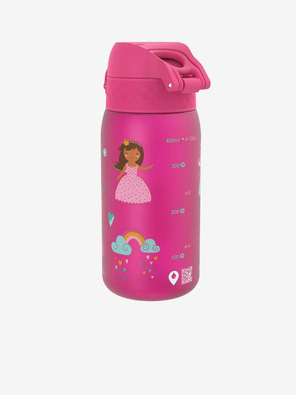 ION8 Ružová dievčenská vzorovaná fľaša Ion8 Leak Proof Princess 350 ml