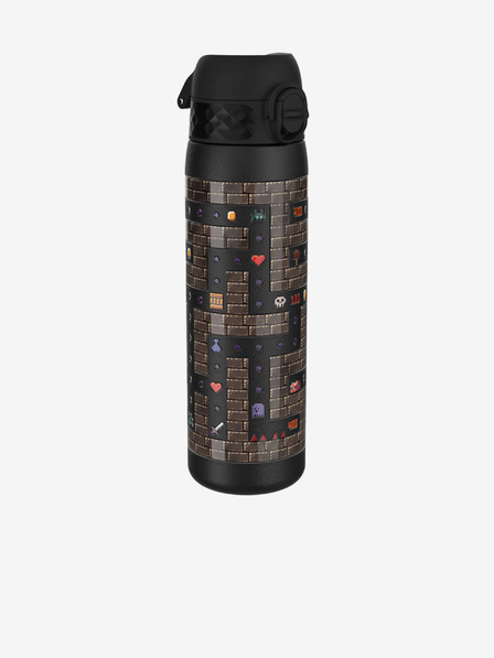 ION8 Čierna vzorovaná nerezová fľaša Ion8 Leak Proof Gamer (600 ml)