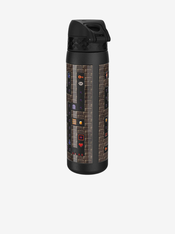 ION8 Čierna vzorovaná nerezová fľaša Ion8 Leak Proof Gamer (600 ml)