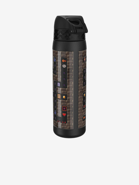 ION8 Čierna vzorovaná nerezová fľaša Ion8 Leak Proof Gamer (600 ml)