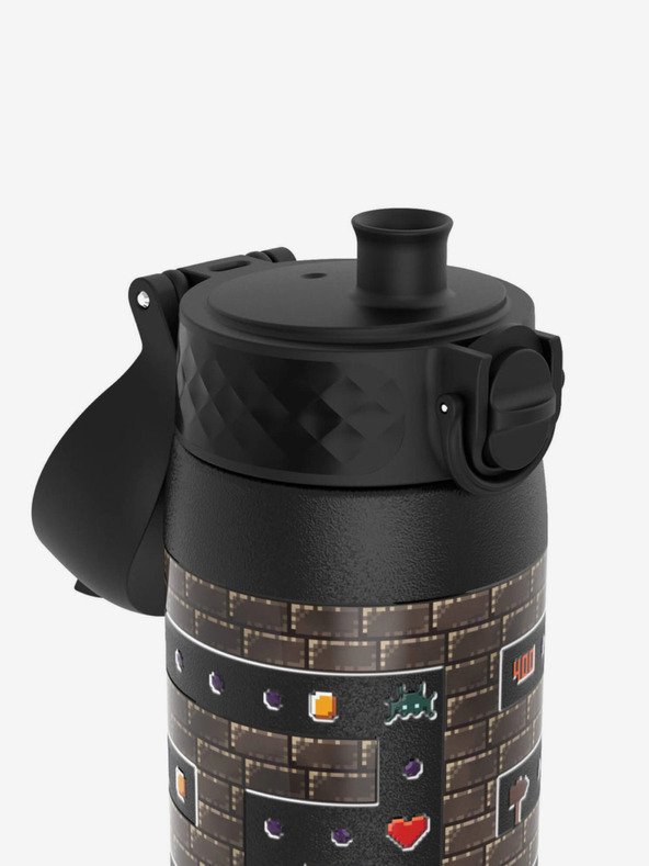ION8 Čierna vzorovaná nerezová fľaša Ion8 Leak Proof Gamer (600 ml)