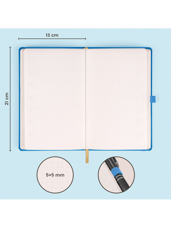 NOTIQUE NOTIQUE Notes Modré, bodkované, 13 x 21 cm