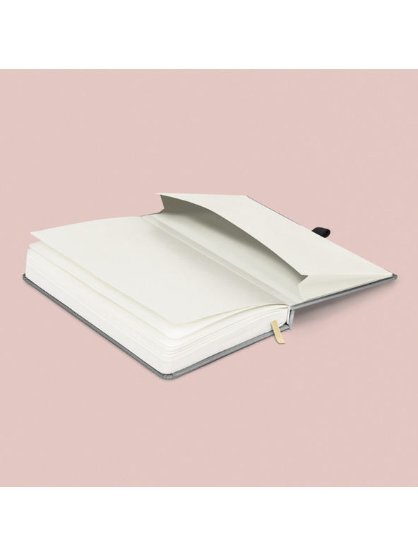 NOTIQUE NOTIQUE Notes Balacron, strieborný, s podšívkou, 15 x 21 cm