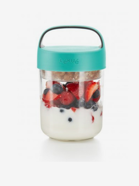 Lékué Tyrkysový box na desiatu Lékué Jar To Go (400 ml)