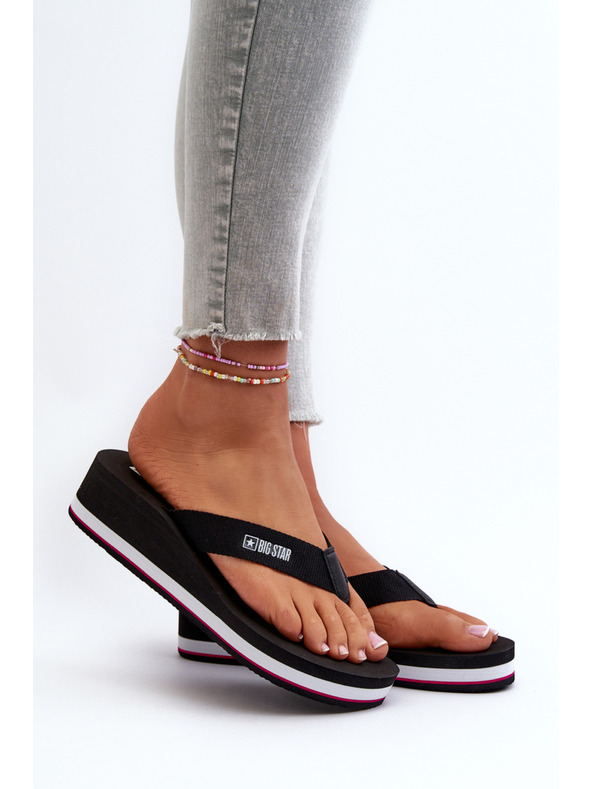 BIG STAR SHOES Dámske žabky na platforme Big Star Black Veľkosť: