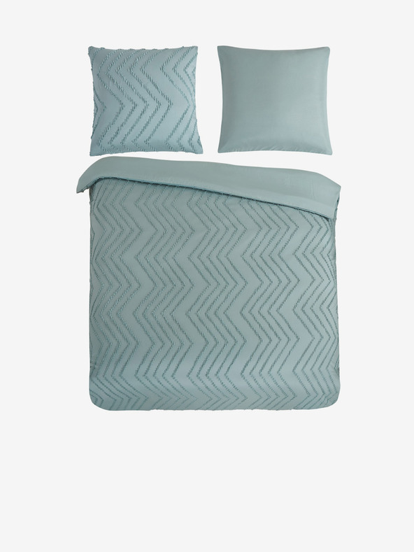 Pure Zelená vzorovaná posteľná bielizeň Pure 200 x 220 cm