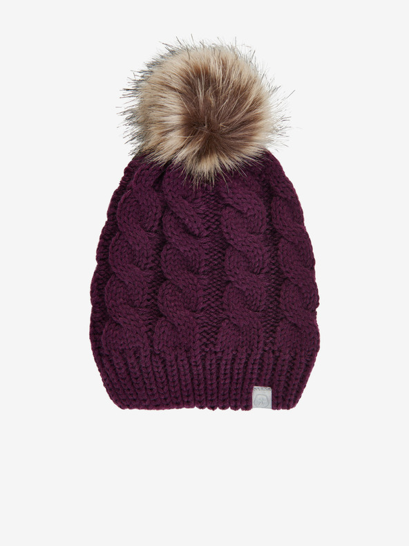 Color Kids Fialová dievčenská zimná čiapka s bambulou a vlnenou zmesou Color Kids