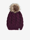 Color Kids Fialová dievčenská zimná čiapka s bambulou a vlnenou zmesou Color Kids