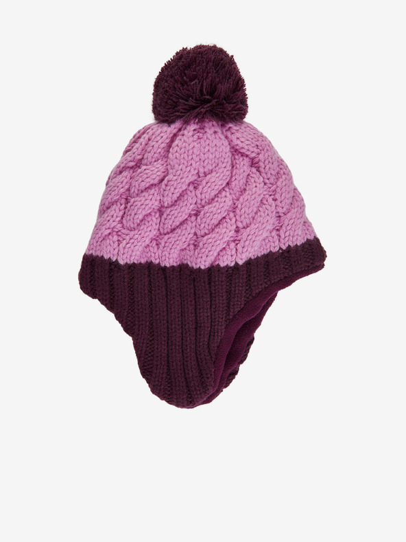 Color Kids Fialovo-ružová dievčenská zimná čiapka s bambulou Color Kids