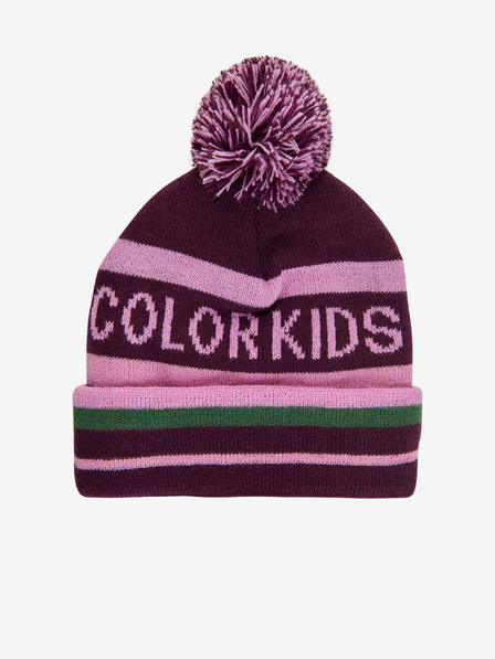 Color Kids Ružová a fialová dievčenská zimná čiapka s bambulou Color Kids