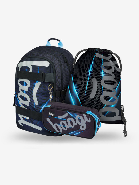 BAAGL  Čierny 3 set skate bluelight: batoh, penál, taška Baagl