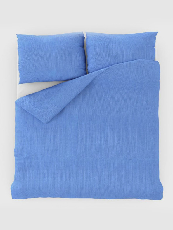 Kvalitex Francúzske krepové posteľné obliečky 220x200, 70x90cm modré Kvalitex