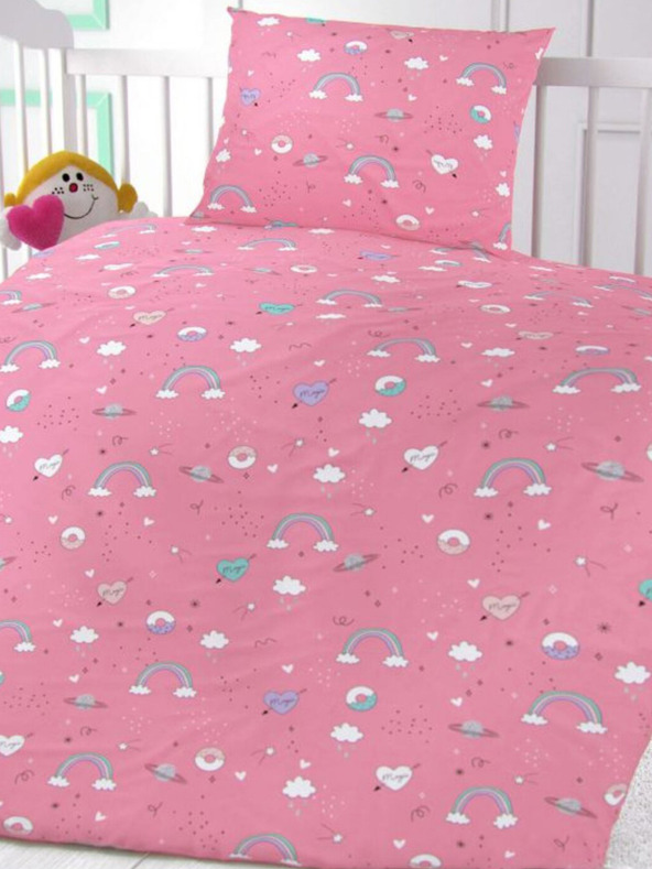 Kvalitex Bavlnené obliečky do postieľky Obláčky ružové