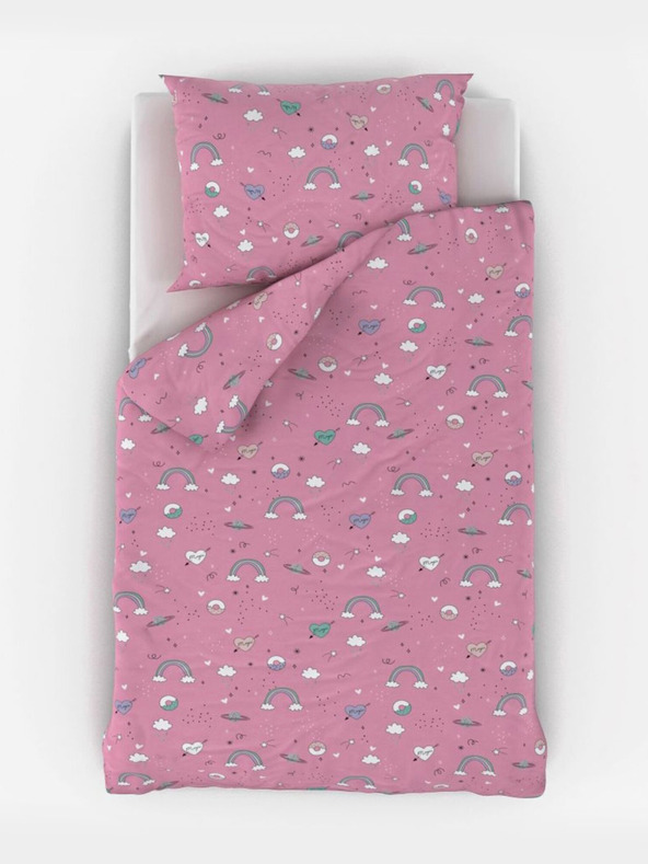 Kvalitex Bavlnené obliečky do postieľky Obláčky ružové