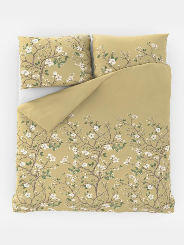 Kvalitex Saténová francúzska posteľná bielizeň LUXURY COLLECTION 1+2, 220x200, 70x90cm SPRING gold