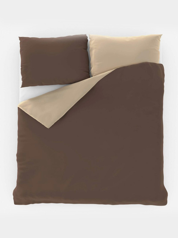 Kvalitex Saténové francúzske predĺžené posteľné obliečky LUXURY COLLECTION 1+2, 240x220, 70x90cm tmavo hnedé / béžové