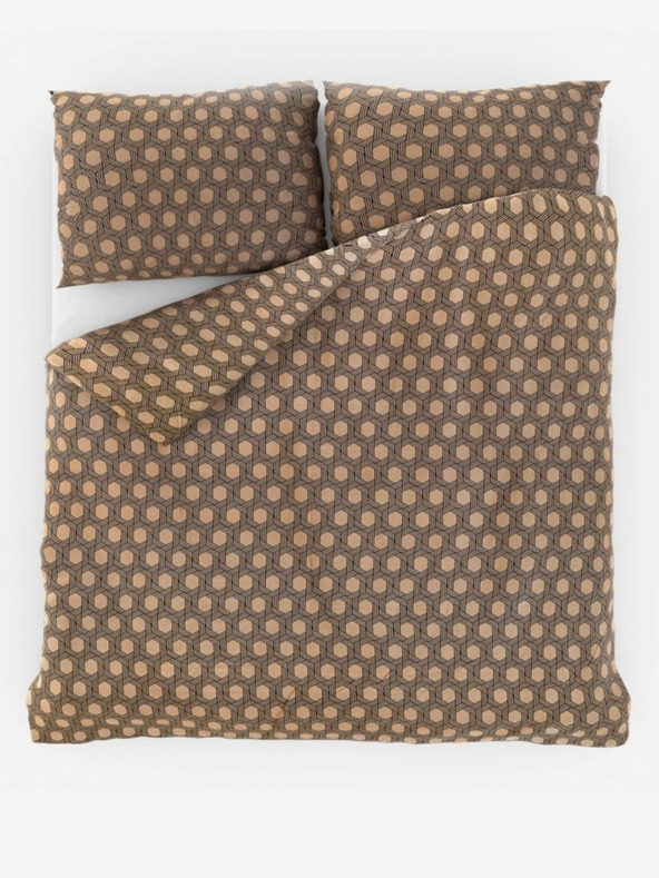 Kvalitex Saténové francúzske posteľné obliečky Luxury Collection 1+2, 240x200, 70x90cm Carero béžové Kvalitex