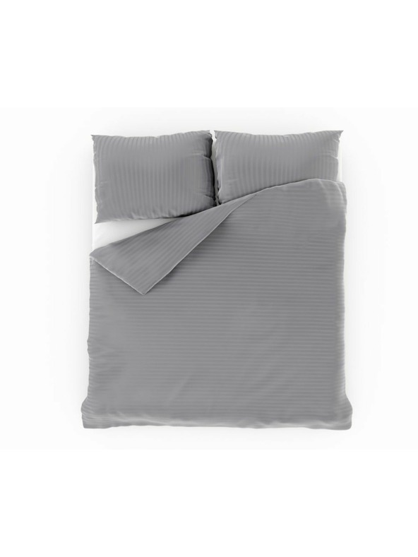 Kvalitex Saténové posteľné obliečky s pruhom 140x200, 70x90cm svetlosivé Kvalitex