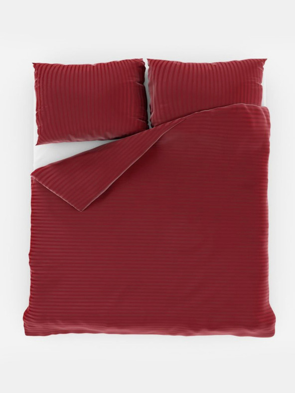Kvalitex Saténová predĺžená posteľná bielizeň s prúžkom 140x220, 70x90cm ČERVENÁ