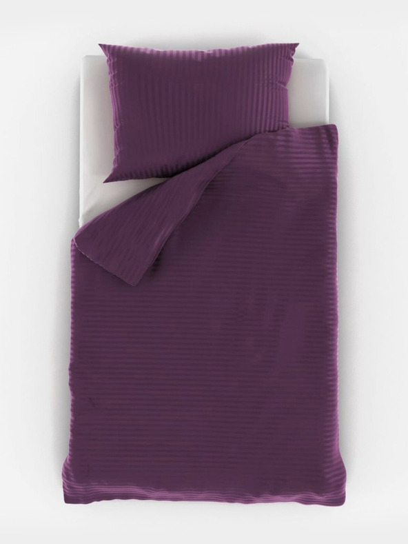 Kvalitex Posteľná saténová bielizeň s pruhom 140x200, 70x90cm Fialová