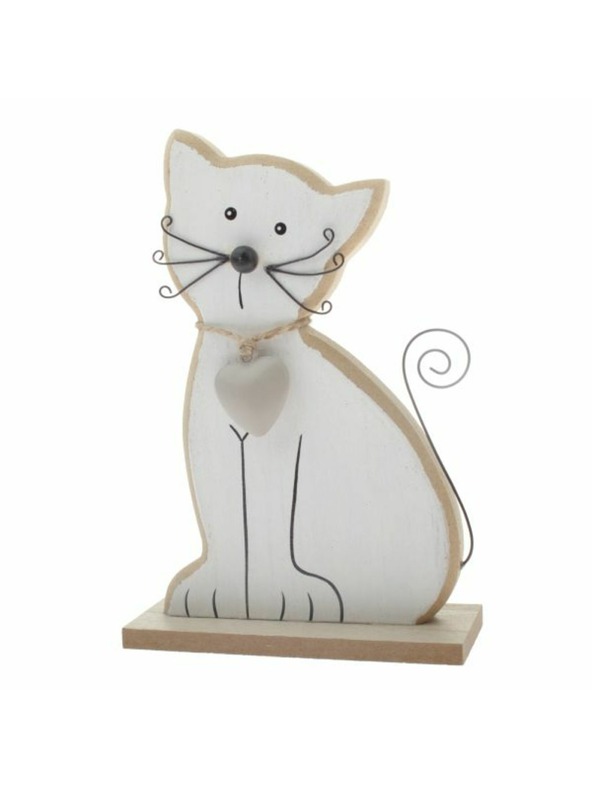 Casa de Engel Drevená mačka 15cm - biela, 6/72
