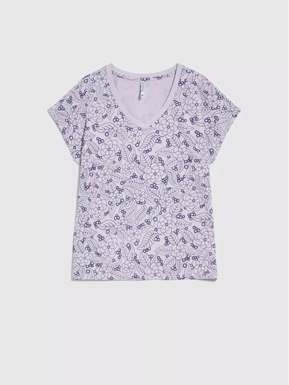 Moodo Fialová blúzka s kvetinovým vzorom a výstrihom do V Moodo