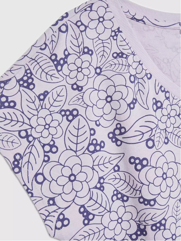 Moodo Fialová blúzka s kvetinovým vzorom a výstrihom do V Moodo