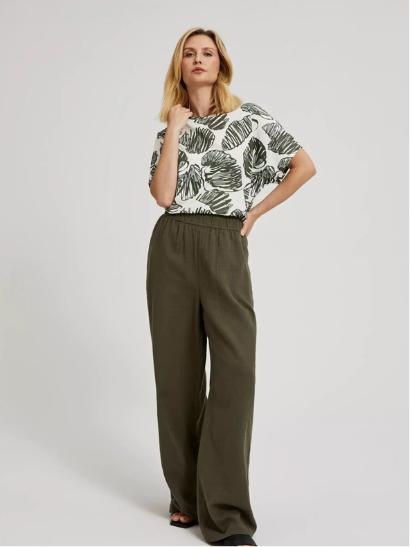 Moodo Zelená blúzka s tropickou potlačou Moodo