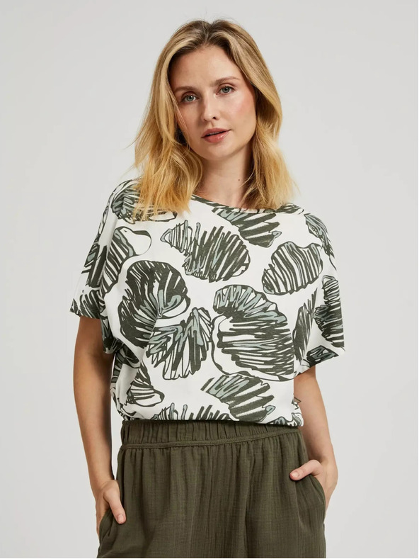 Moodo Zelená blúzka s tropickou potlačou Moodo
