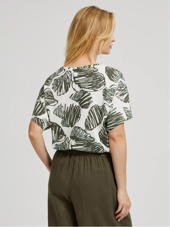 Moodo Zelená blúzka s tropickou potlačou Moodo