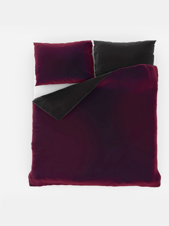 Kvalitex Saténová francúzska posteľná bielizeň LUXURY COLLECTION 1+2, 240x200, 70x90cm vínová / čierna Kvalitex