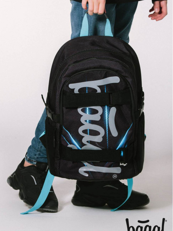 BAAGL  Čierny 3 set skate bluelight: batoh, penál, taška Baagl
