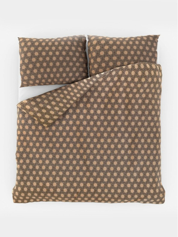 Kvalitex Saténové francúzske posteľné obliečky Luxury Collection 1+2, 200x200, 70x90cm Carero béžové Kvalitex