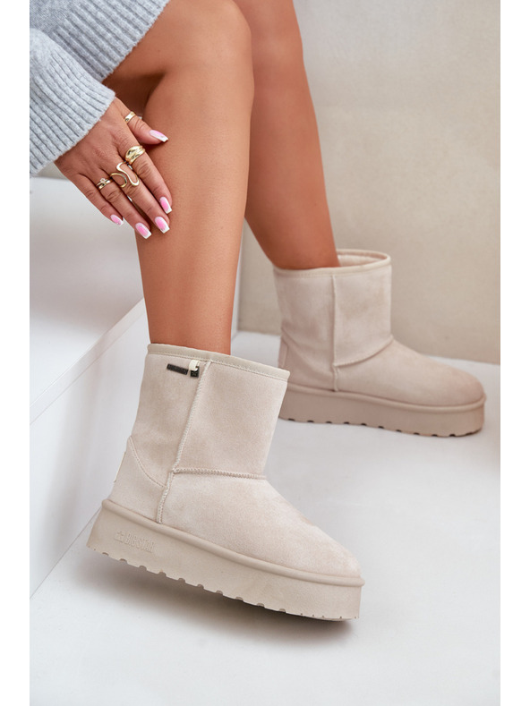 BIG STAR SHOES Dámske snehové topánky na vysokej platforme Big Star Light Beige