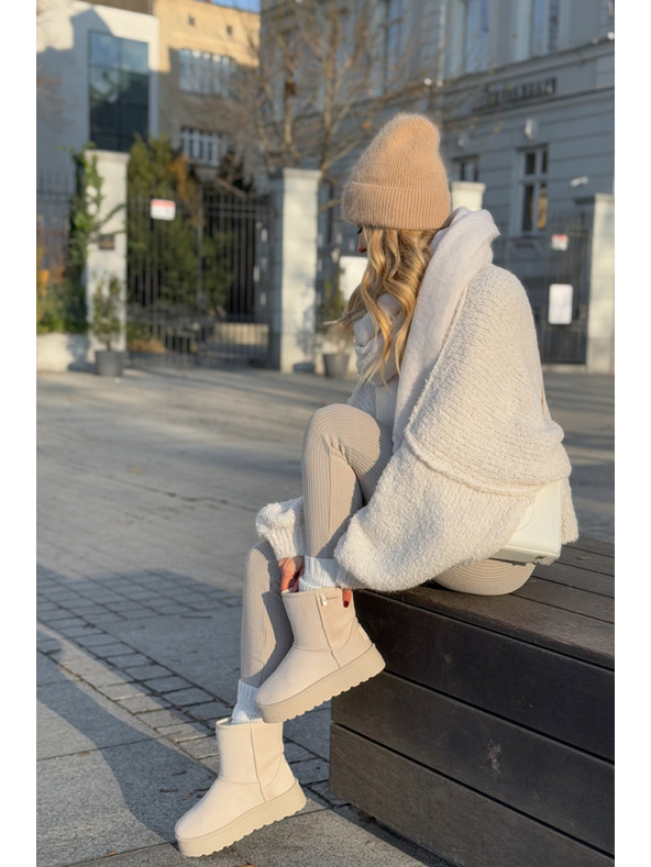 BIG STAR SHOES Dámske snehové topánky na vysokej platforme Big Star Light Beige